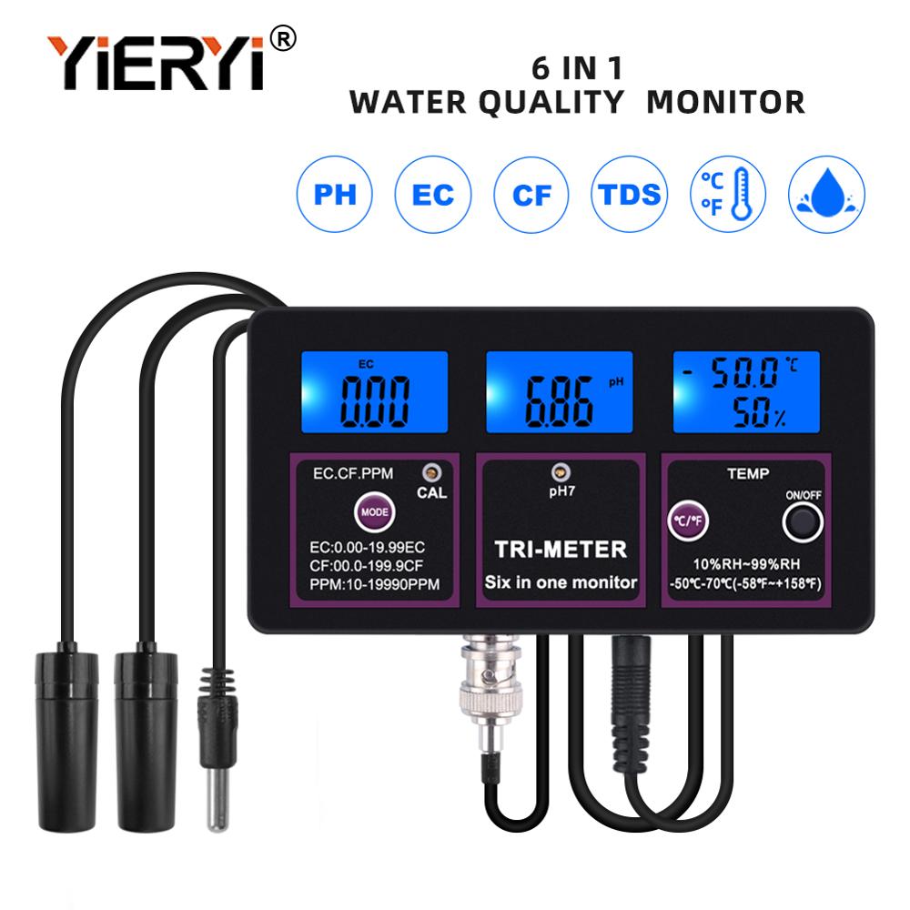 yieryi 6 in 1 Water Quality Monit Aquarium Online PH Meter TDS