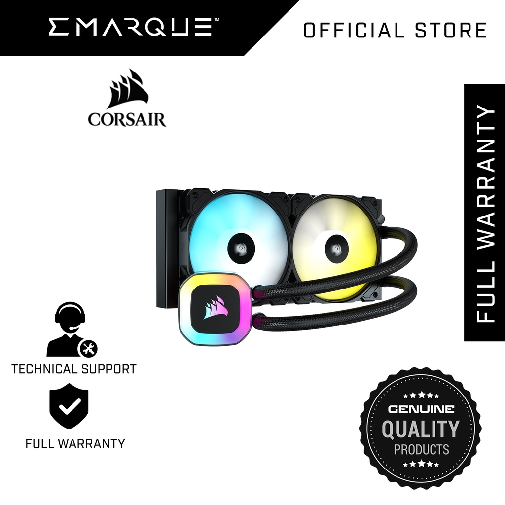 // CORSAIR H100 RGB 240mm PC Liquid CPU Cooler // Shopee Malaysia