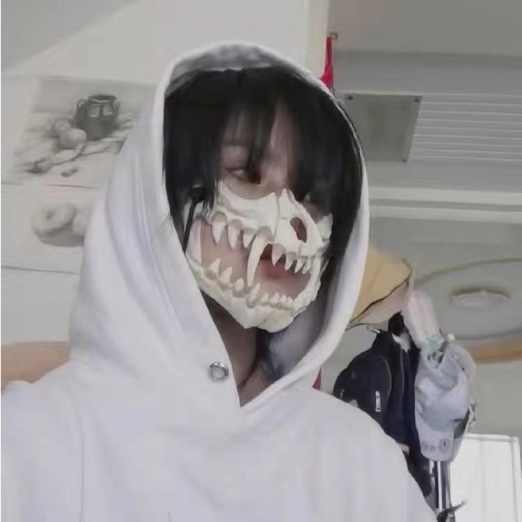 Ghost face mask Japanese writer Ryujin Half face ghost mask COS Demon cos Prom party supplies Prank mask Halloween cross