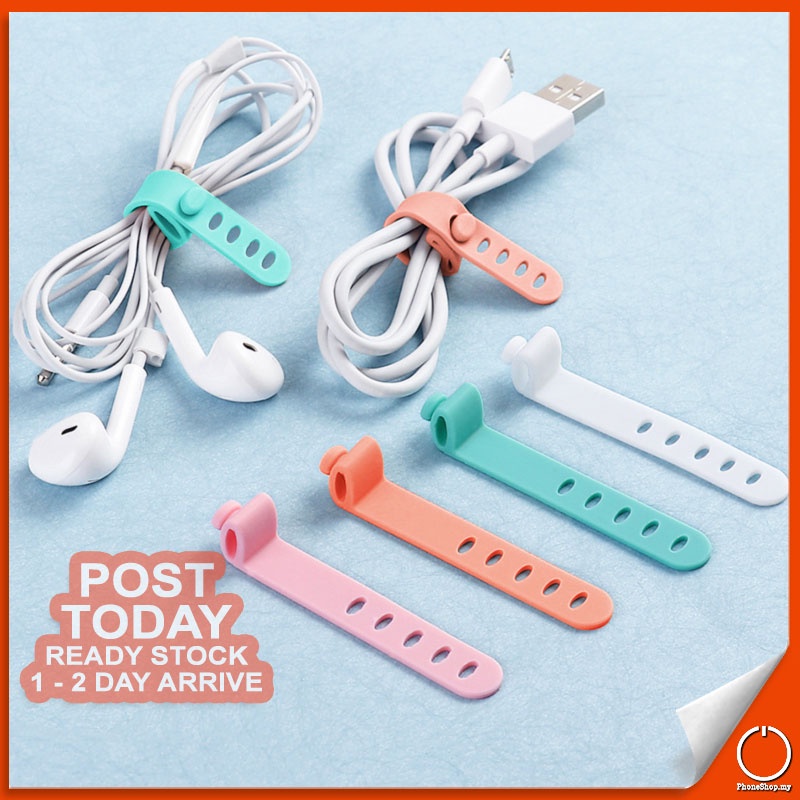 Winder Cable Tie Silicone Headphone USB Wire Cord Holder Clip Organizer Protector Pengikat Kabel 数据线绑带