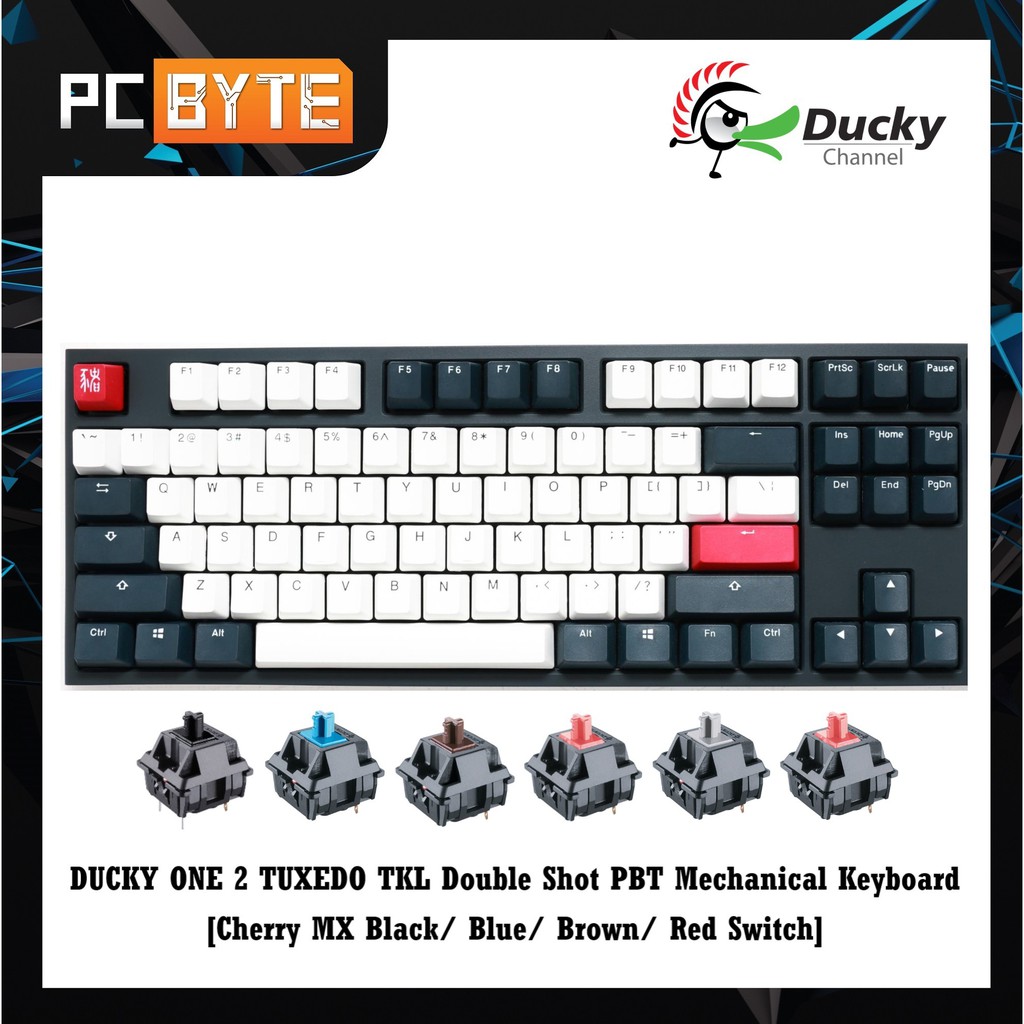 Ducky One 2 Tuxedo Tkl Double Shot Pbt Mechanical Keyboard Cherry Mx Black Blue Brown Red Speed Silver Silent Red Shopee Malaysia