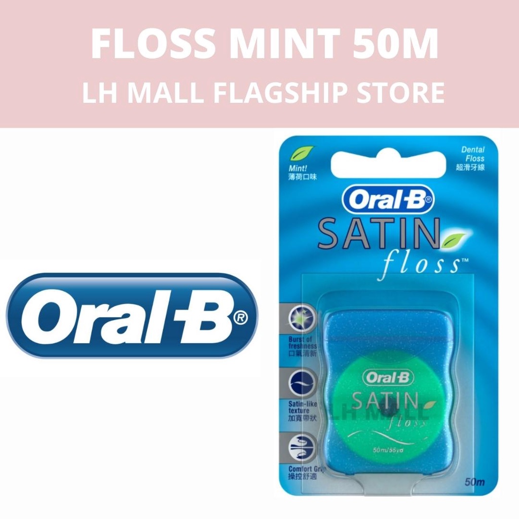 Oral-B Satin Dental Floss Mint Dental Floss (50m) ( Lhmall ) | Shopee ...