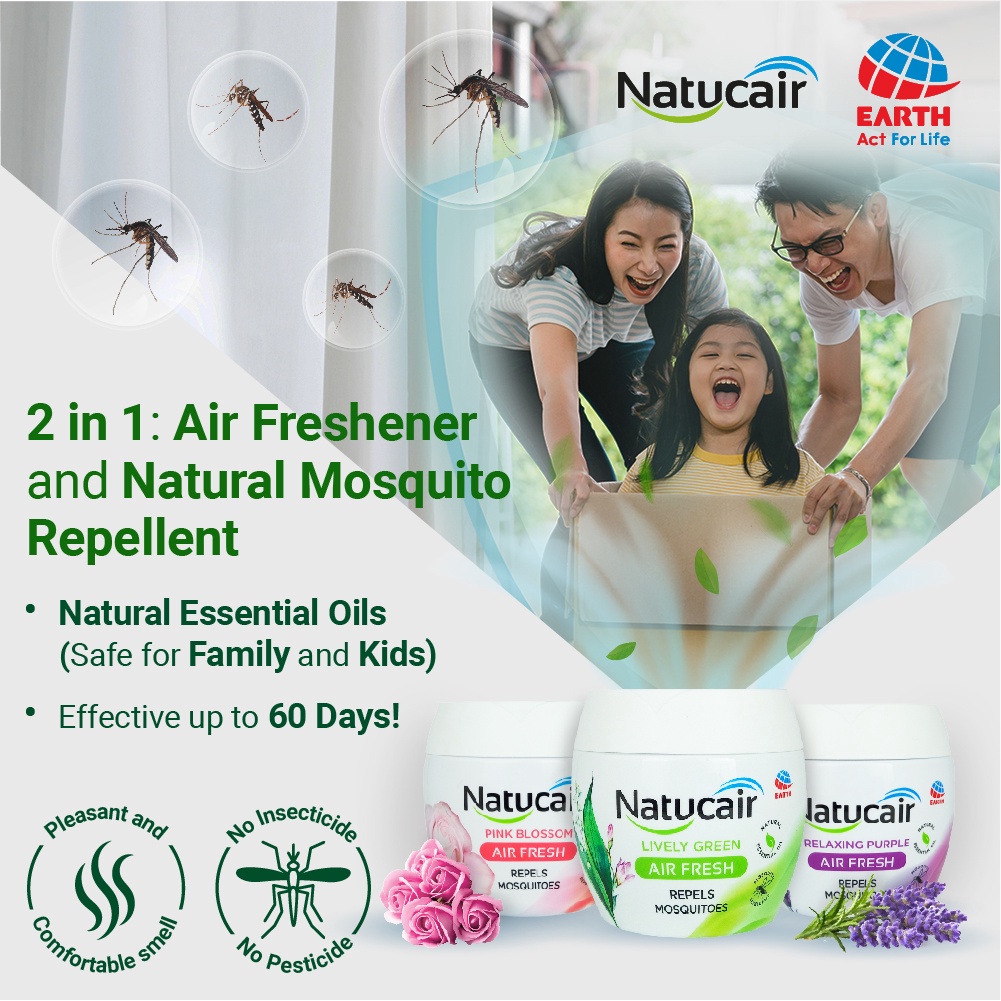 Natucair Air Fresh Mosquito Repellent Gel 180g Air Refresher Natural