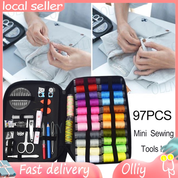 Portable 97pcs Mini Sewing Tools Kit Accessories Thread Reels Travel