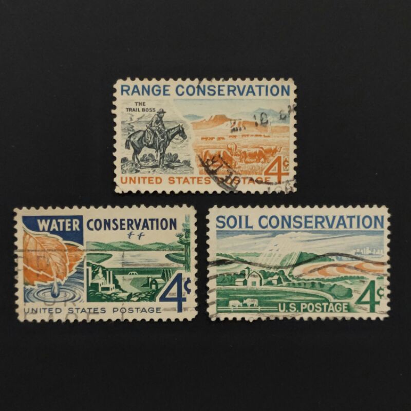 1959, 1960 & 1961 Stamp USA-Complete Unique Used Stamp-Soil Conservation, Water Conservation and Range Conservation