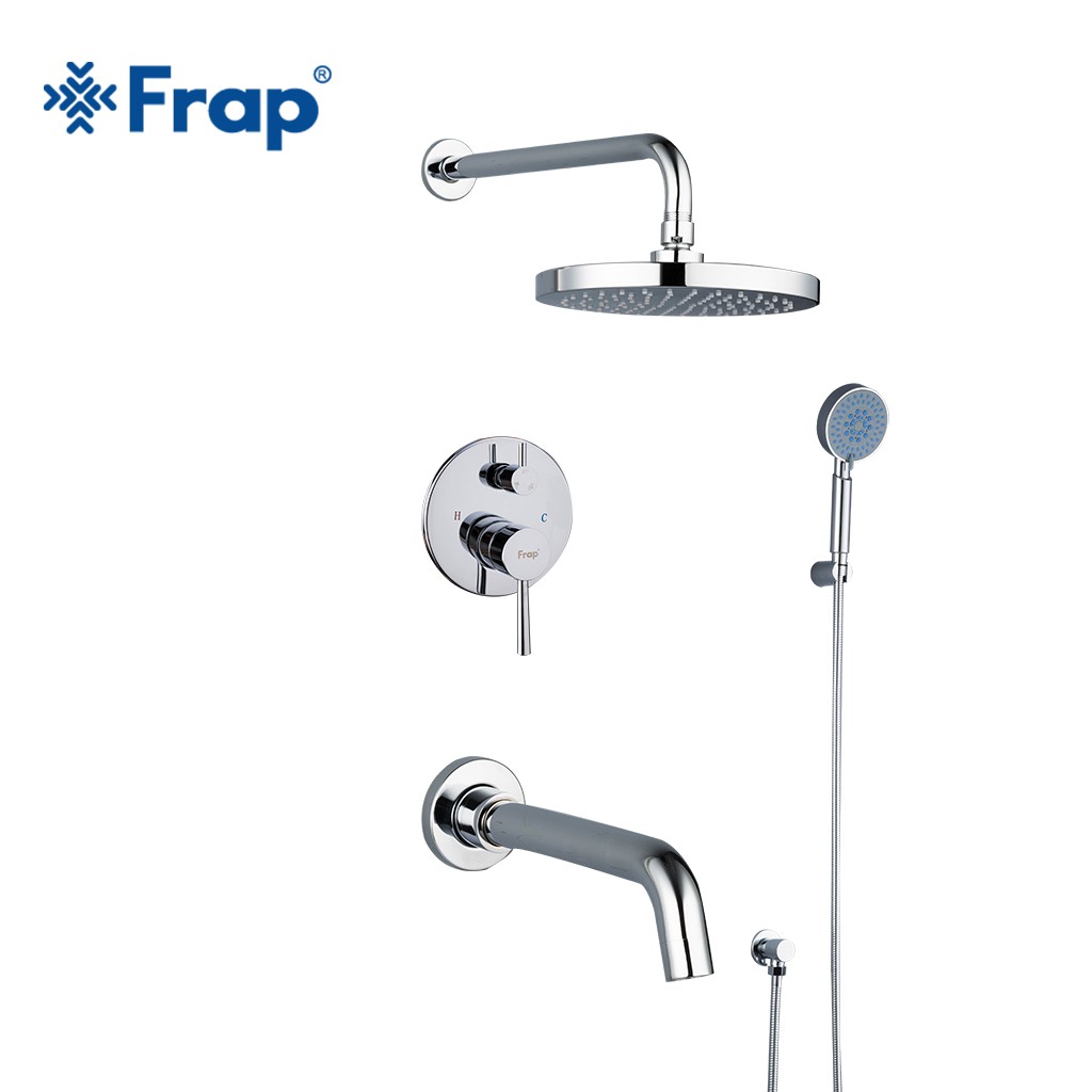 Frap Bathroom Shower Faucet Abs Mixers Set System Arm Round