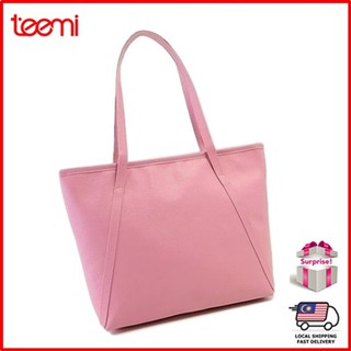 Korean Pu Leather Large Tote Bag Women Handbag Handbeg Wanita Beg Tangan Isi Barang Duit Shopee Malaysia