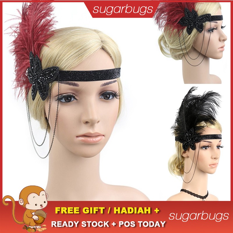1920s Headpiece Feather Flapper Headband Great Gatsby Headdress