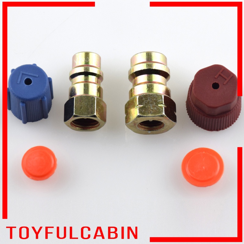 [toyfulcabinMY] 2pcs High/Low AC Port Adapter Retrofits R12 Port to R134a Quick Disconnect