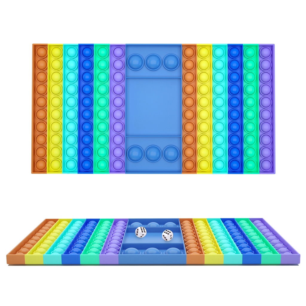 [[ HADIAH PERCUMA Big Pop It Permainan Fidget Toy Rainbow Chess Board Push Bubble Popper Fidget Sensory Toys