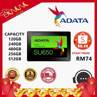 [Ready Stock] ADATA Ultimate SU650 120GB/240GB/480GB/960GB SSD SATA, SU630 AS340, A400, SILICON POWER A55, SSD PLUS