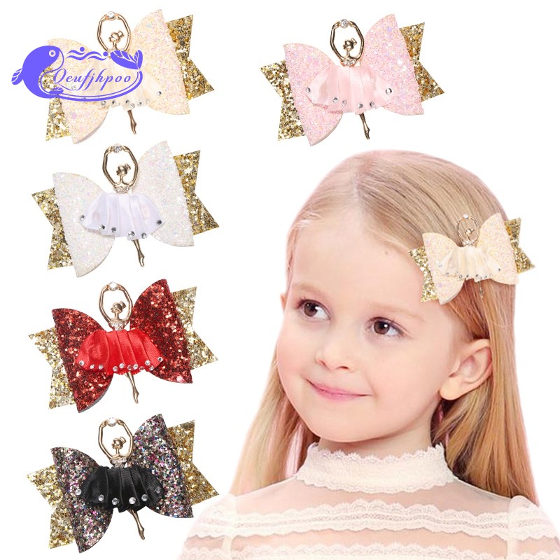 Rhinestone Ballet Girl Hairpin Bows With Clips Flash Glitter