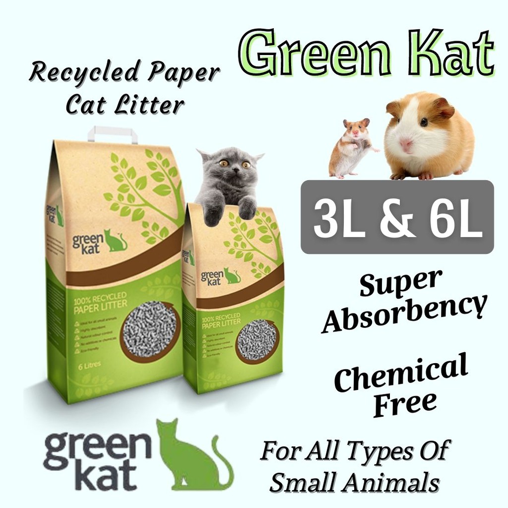 Green Kat 100 Recycled Paper Litter Bedding For Cats, Hamsters