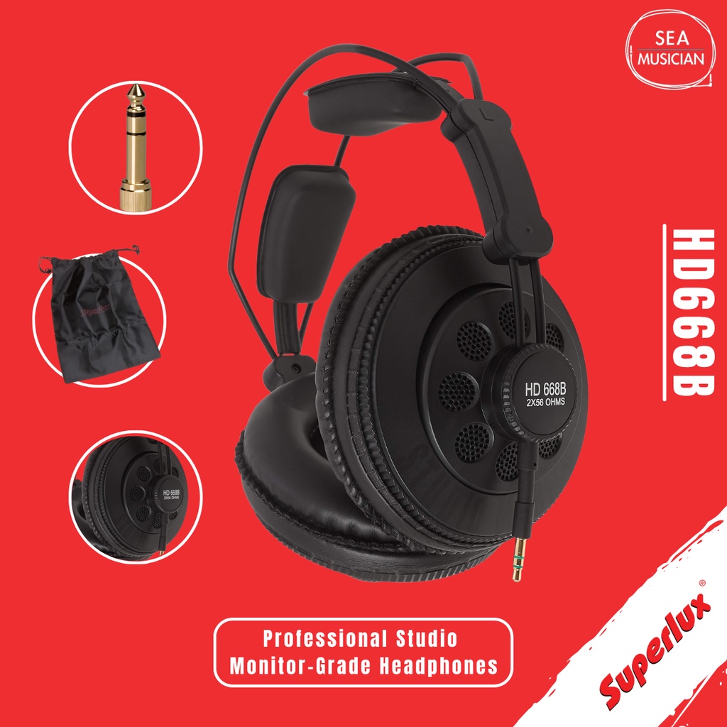 SUPERLUX HD668B SEMIOPEN PROFESSIONAL STUDIO HEADPHONE WITH POWERFUL