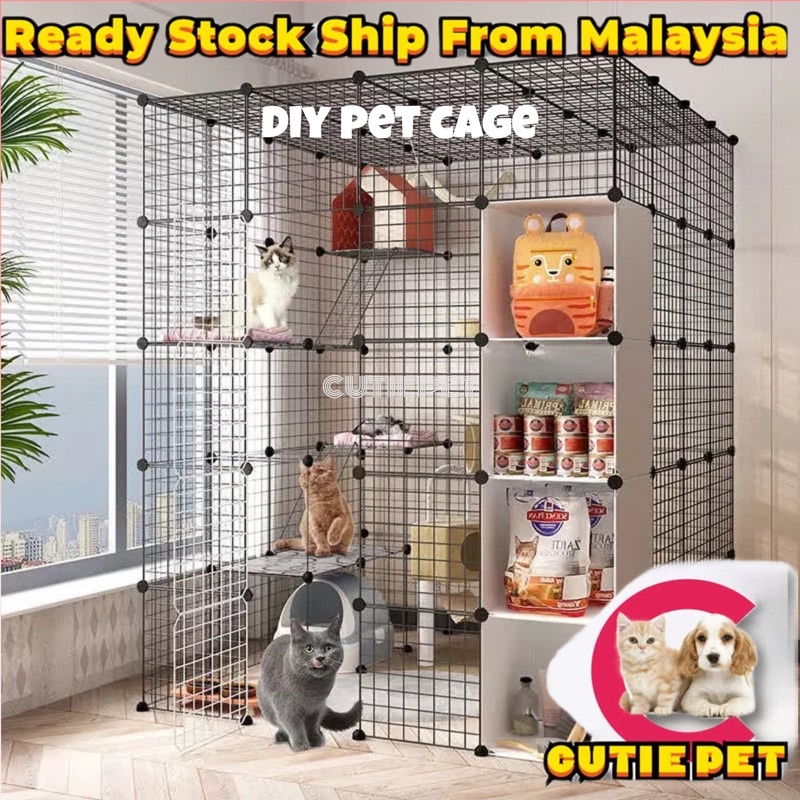 DIY Pet Cage Panel Pet Cats Dogs Rabbit Iron Metal Grid Cage Storage