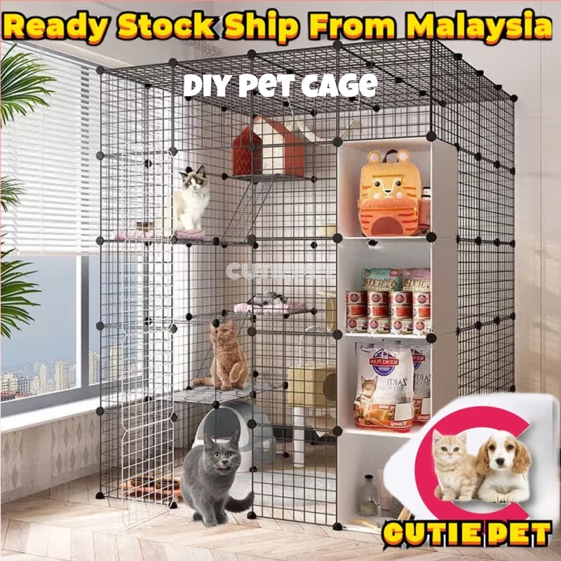 DIY Pet Cage Panel Pet Cats Dogs Rabbit Iron Metal Grid Cage Storage ...