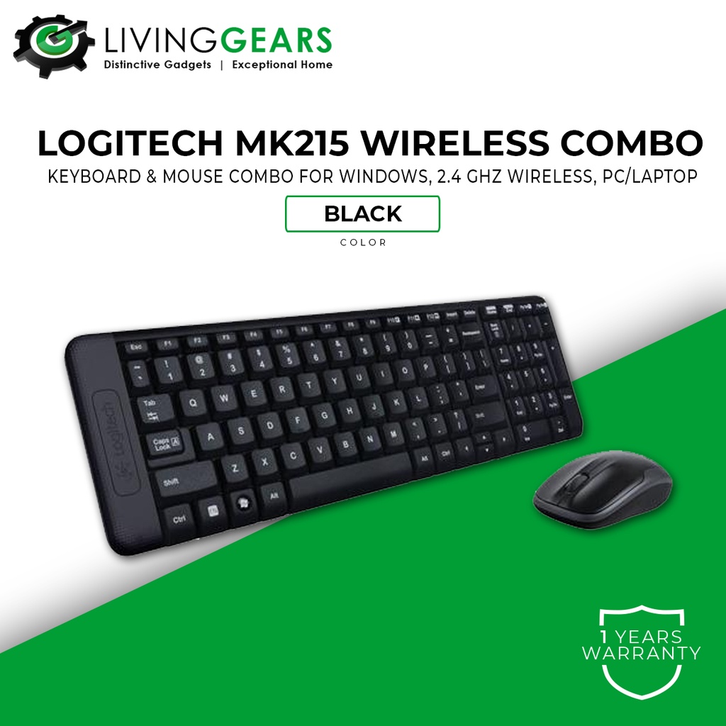 Logitech MK215 USB Wireless Keyboard With Mouse Combo Windows, 2.4 GHz