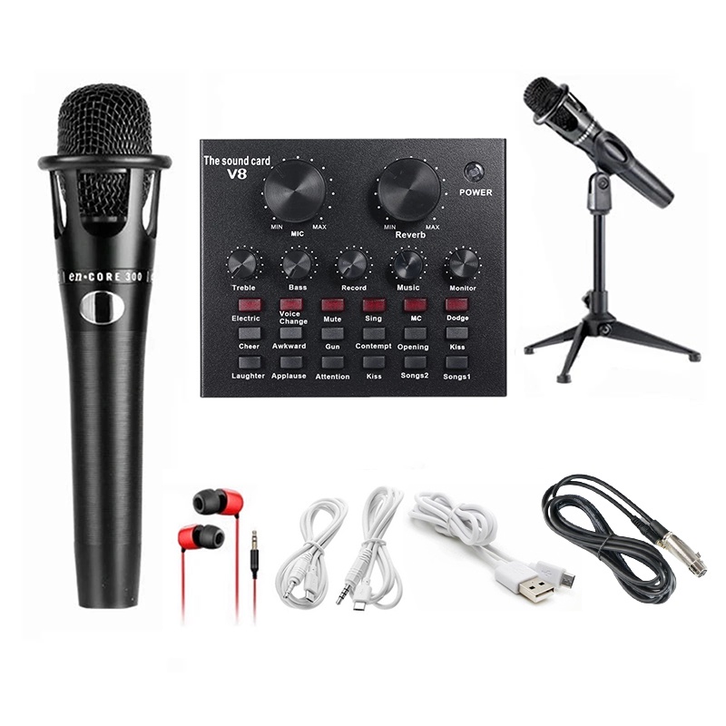 FREE GIFT [READY STOCK] V8 Plus Live Sound Card BM800 Microphone Recording Mic Set  Sound Ca