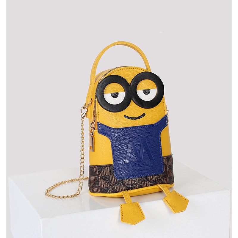 Cartoon Cute Minions Leather Purse Shoulder Bag Fashion Mobile Phone Bag |  Shopee Malaysia