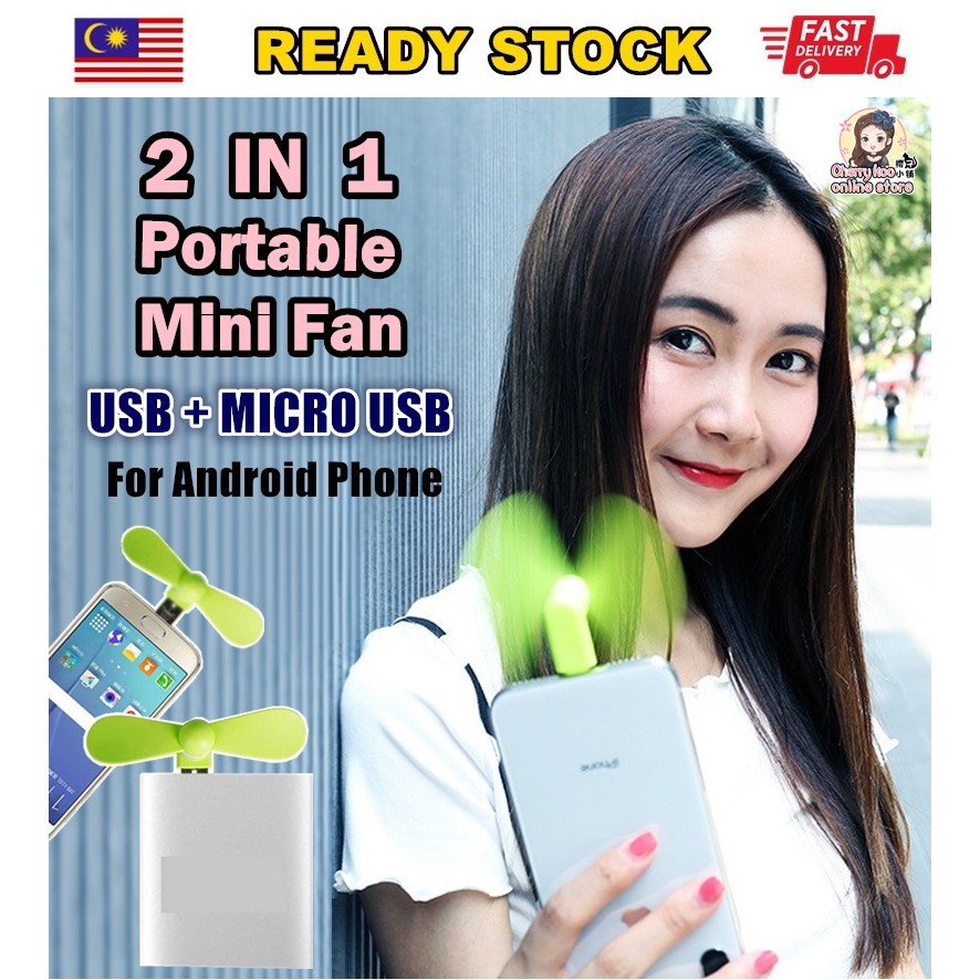 【READY STOCK】2IN1 Mini Cooling USB fan Portable Mini Fan USB & Micro USB for Android Phone Ipad Power Bank Kipas Mini