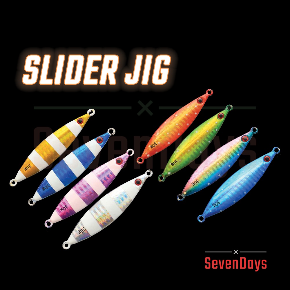 Sevendays Slider Jig 20g/40g/60g/80g Metal Slow Jigging Laser Hologram Reflective Bekalan Pancing Fishing Lure Tackle