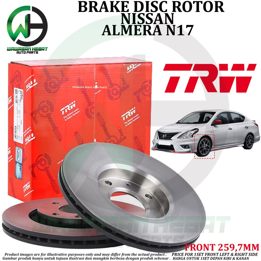 Nissan Almera N17 Front Brake Disc Rotor TRW [ 1Pair ] [ Original