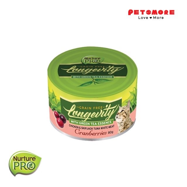 NURTURE PRO LONGEVITY Cat Can Food 80g (Tuna & Cranberries/Papaya/Coconut/Catnip/Ginger/Pineapple)