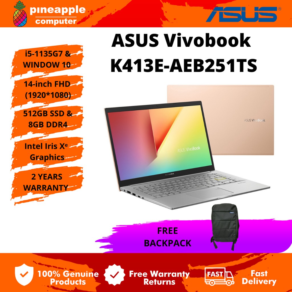 Asus Laptop Vivobook K413e Aeb251ts K413e Aeb253ts I5 1135t78gb Ram512gb Ssd14 Fhdms 2152