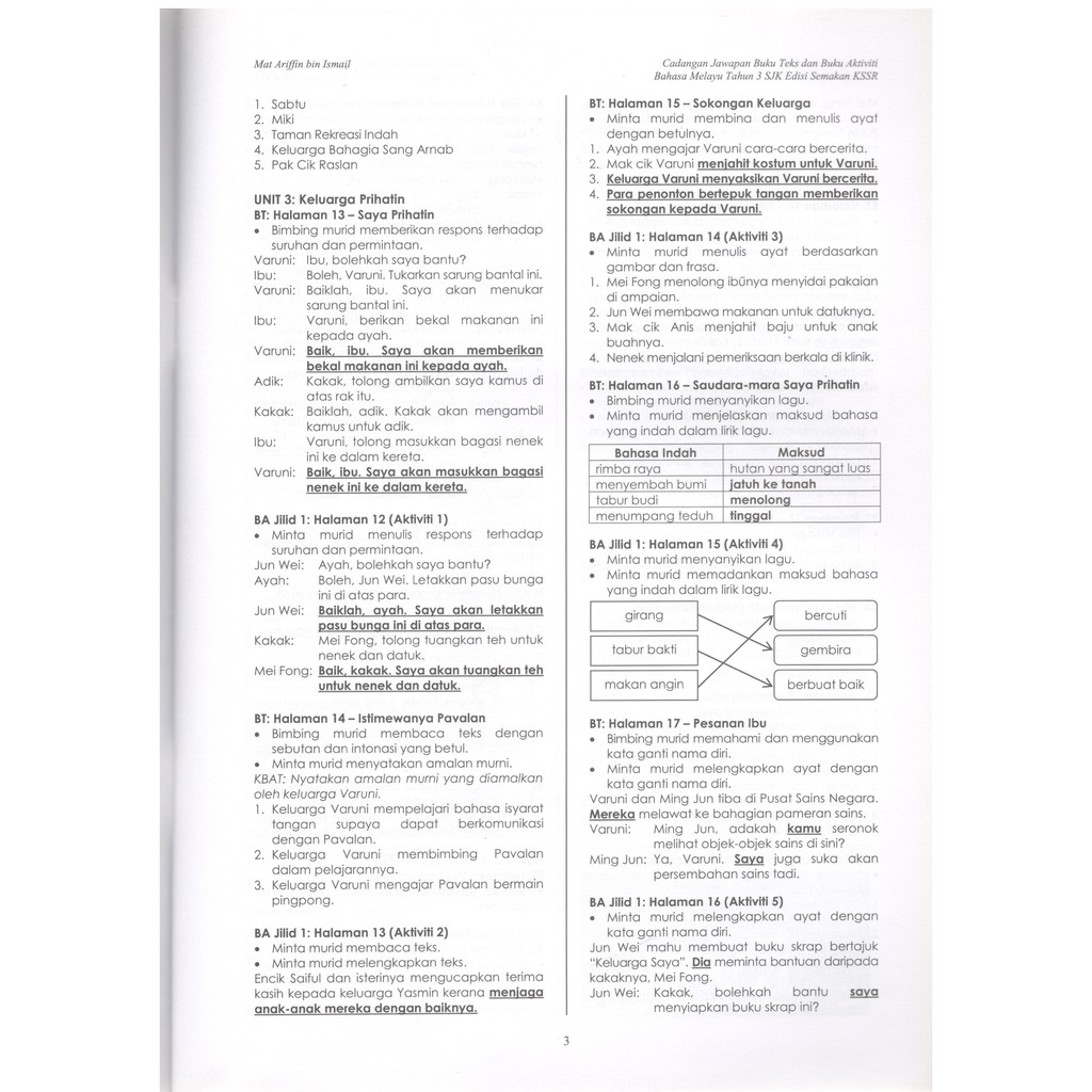 Jawapan Buku Aktiviti Bm Tahun 3 Jilid 2 Sk - Terriploaty