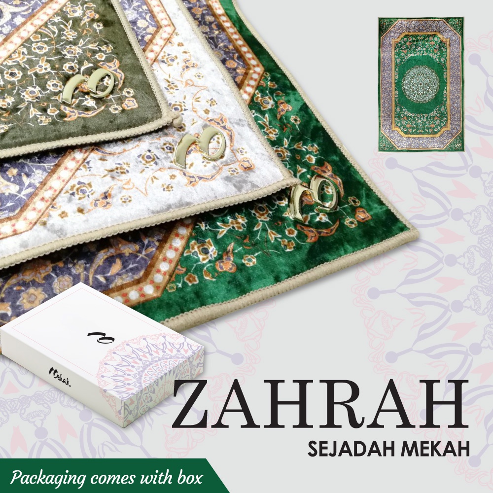 [READYSTOCK]ZAHRAH & AAIRA SEJADAH MEKAH 115x75CM(WITH EXCLUSIVE BOX) SEJADAH SALEMA/GIFT SET/HANTARAN/VELVET ANTI LICIN