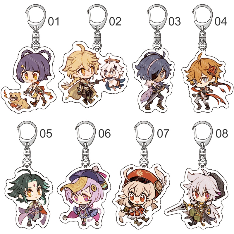 6cm Genshin Impact Keychain Acrylic Lumine Kaeya figure Keyring ...