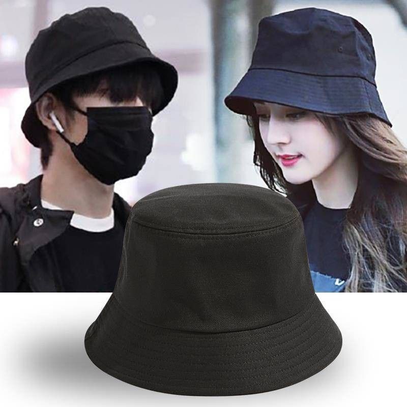 【READY STOCK AT MALAYSIA】Double-Sided FULL BLACK Fisherman Hat Two-sided Bucket Hat Cap READY STOCK Topi Nelayan Fashion