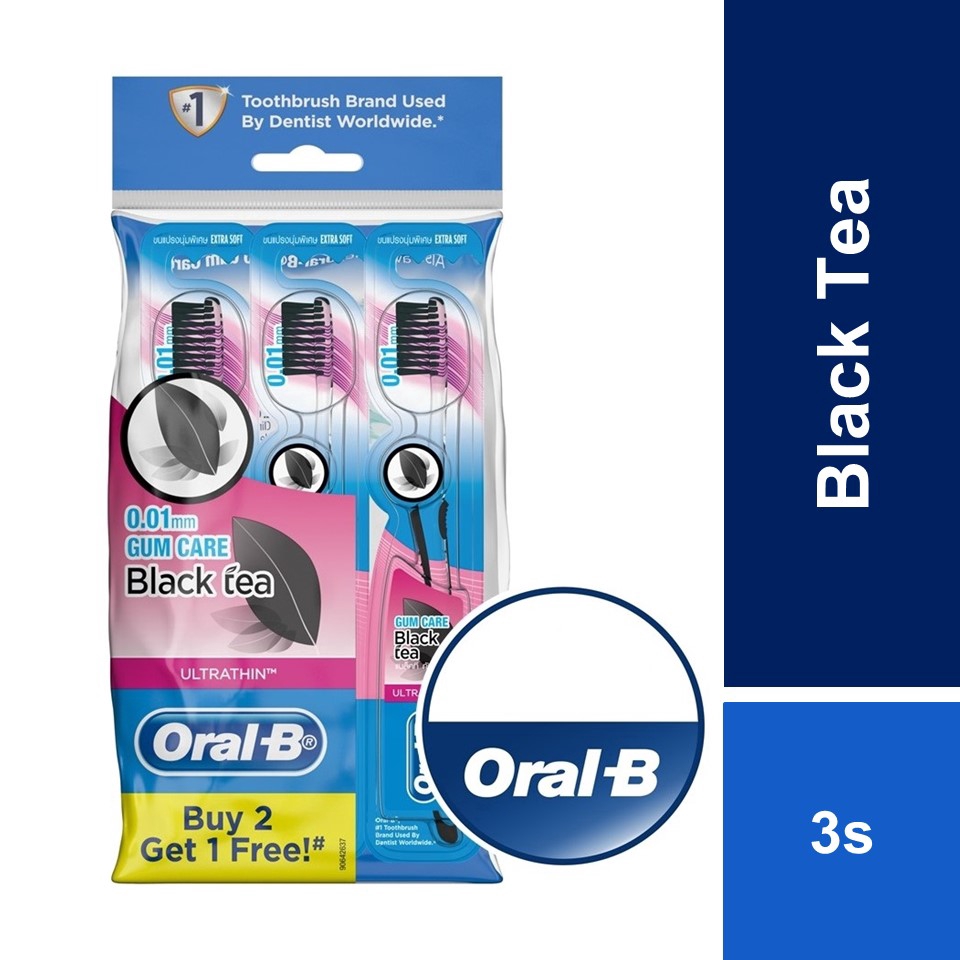 OralB UltraThin Black Tea Gum Care Extra Soft Manual Toothbrush 3s Shopee Malaysia