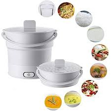 Folding Hot Pot Electric Skillet Kettle Heated Food Container Lunch Box Cooker Portable Hot Pot Cooking