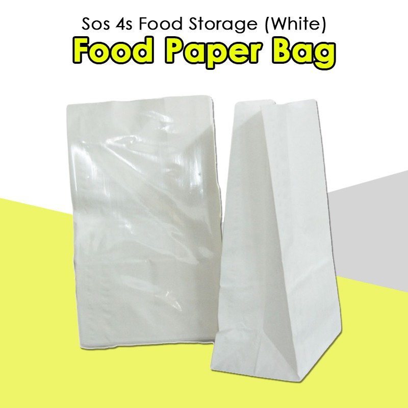 Sos 4s White Paper Bag Food Storage 100pcs Shopee Malaysia