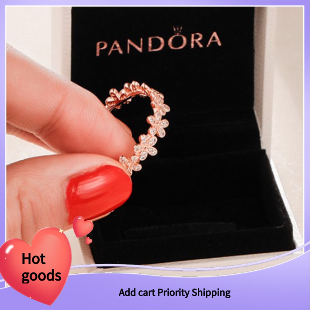 Cincin Ready Stock Pandora Ring Rose Gold Daisy Group Female Tail Ring 180934cz Gift Box For Girlfriend With Gift Bag Shopee Malaysia