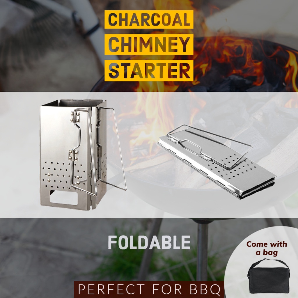 Charcoal Chimney Starter BBQ Grill Charcoal Lighter Portable Foldable Shopee Malaysia