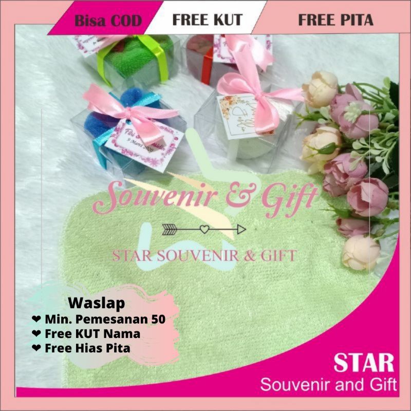 Wedding Souvenir Washcloth Mika + Ribbons | Cheap Event Souvenirs