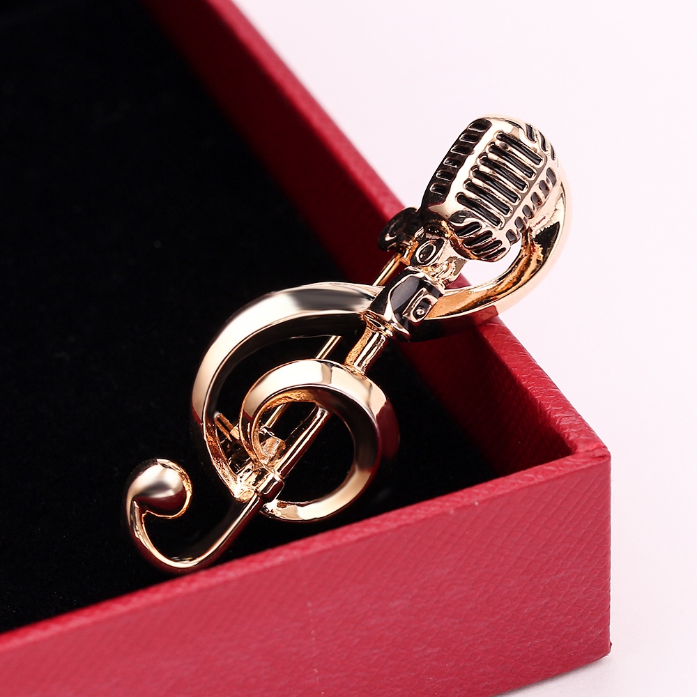 Microphone Music Note Brooches Enamel Pin For Women Men Singer Party Concert Accessories Gift Jewelry