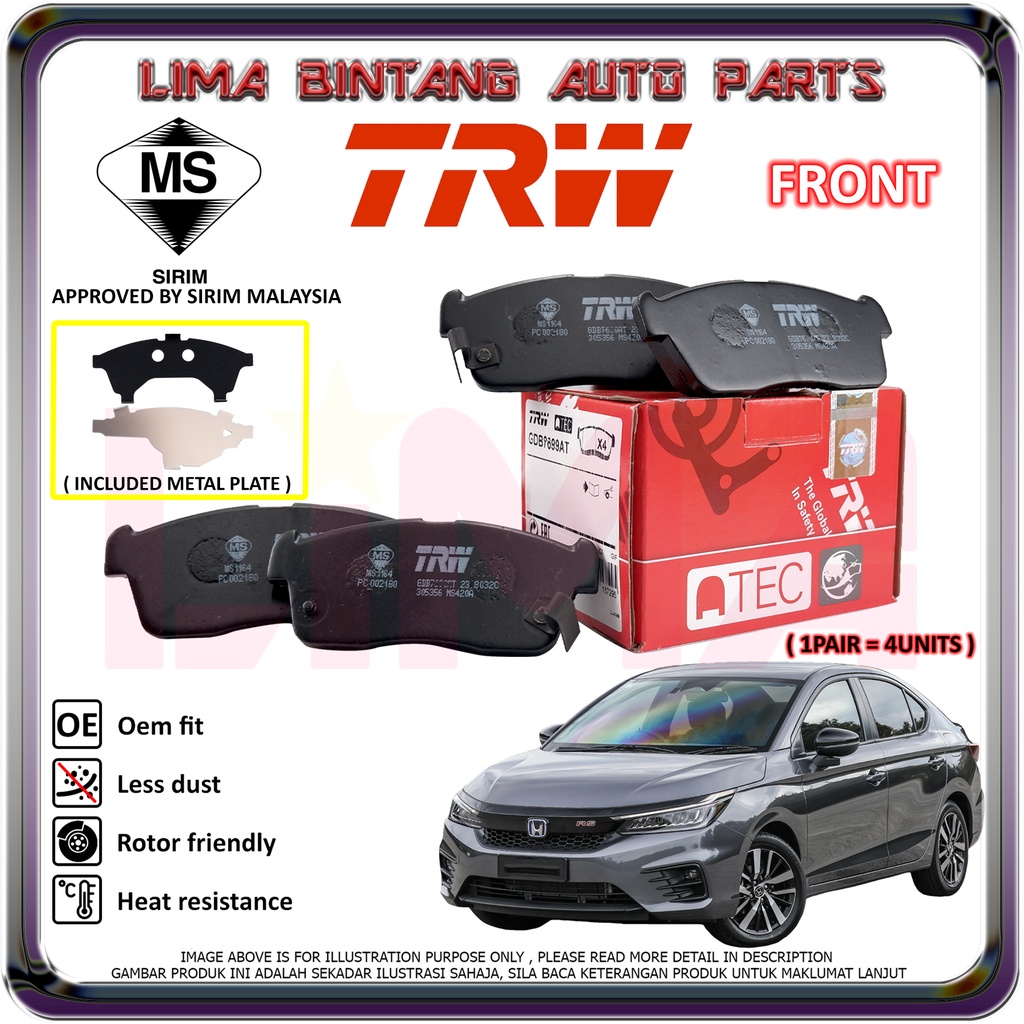 Honda City GN2 TOO Front Brake Pads , Disc Brake Pad TRW *Original