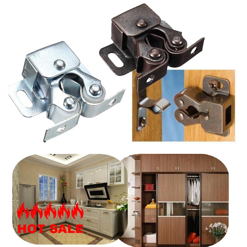Double Roller Catches Cupboard Cabinet Door Latch Chrome Copper