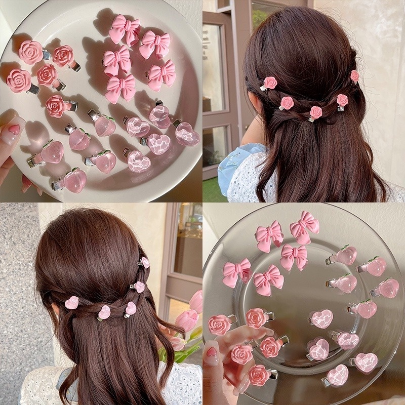 Korean Hair Clip New Girl Cute Bow Rose Camellia Trumpet Hair Pin Hair Clips  for Kids Hair Accessories Women | Shopee Malaysia