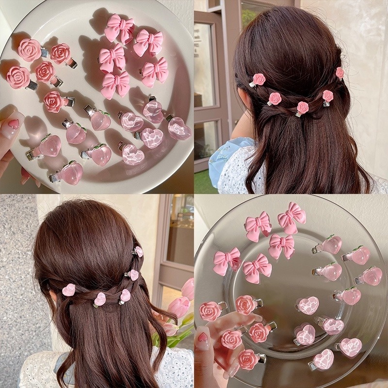 Korean Hair Clip New Girl Cute Bow Rose Camellia Trumpet Hair Pin Hair