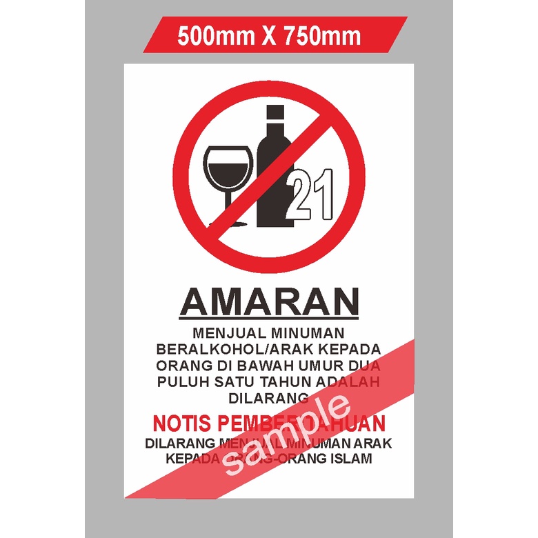 Dilarang Menjual Minuman Beralkohol/Arak Kepada Orang Di Bawah Umur Dua Puluh Satu Tahun