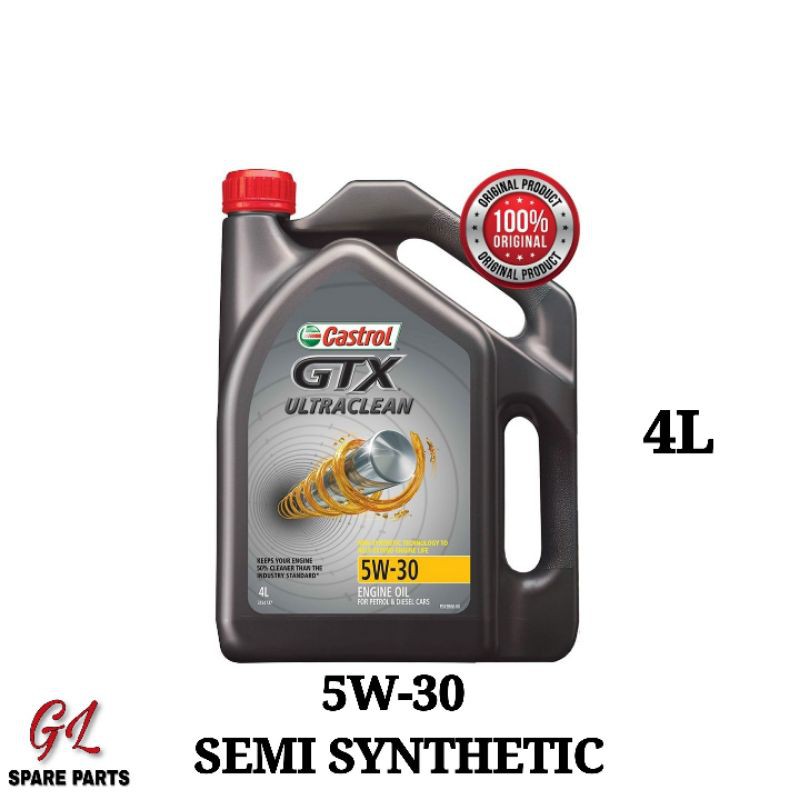 CASTROL GTX 5W30 ULTRACLEAN (4L) SEMI SYNTHETIC ENGINE OIL