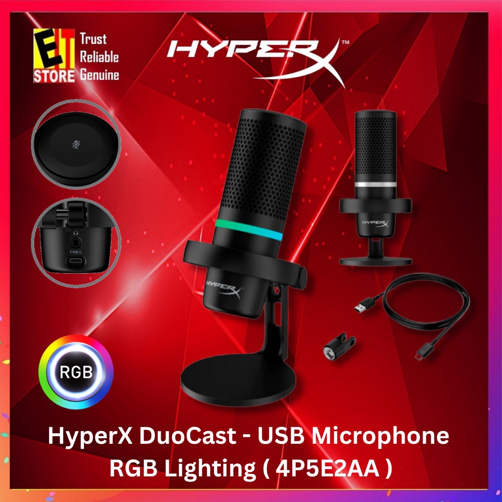 HyperX DuoCast - USB Microphone - RGB Lighting ( 4P5E2AA ) | Shopee ...