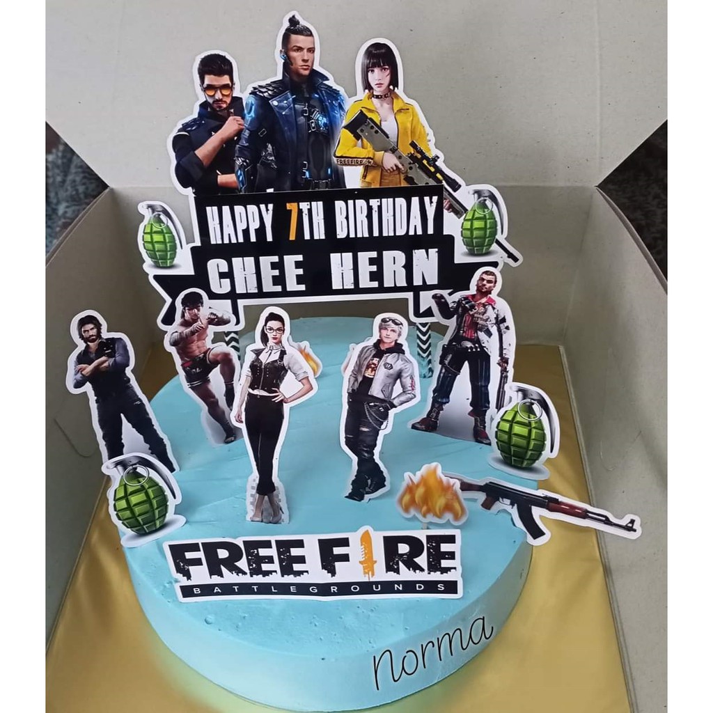 Buy Custom Name Happy Birthday Cake Topper Free Fire Games Decoration Set Ff Party Accessories Banner Hiasan Kek Design Seetracker Malaysia