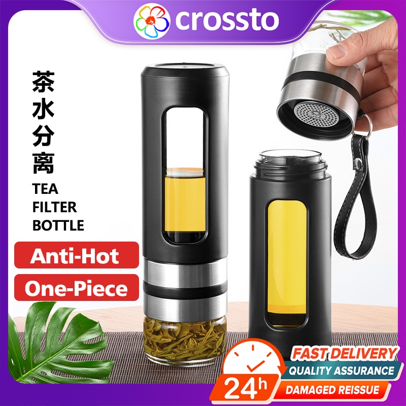 CROSSTO 500ml Teapot Tempered Glass Water Bottle Tea Filter Heat Low