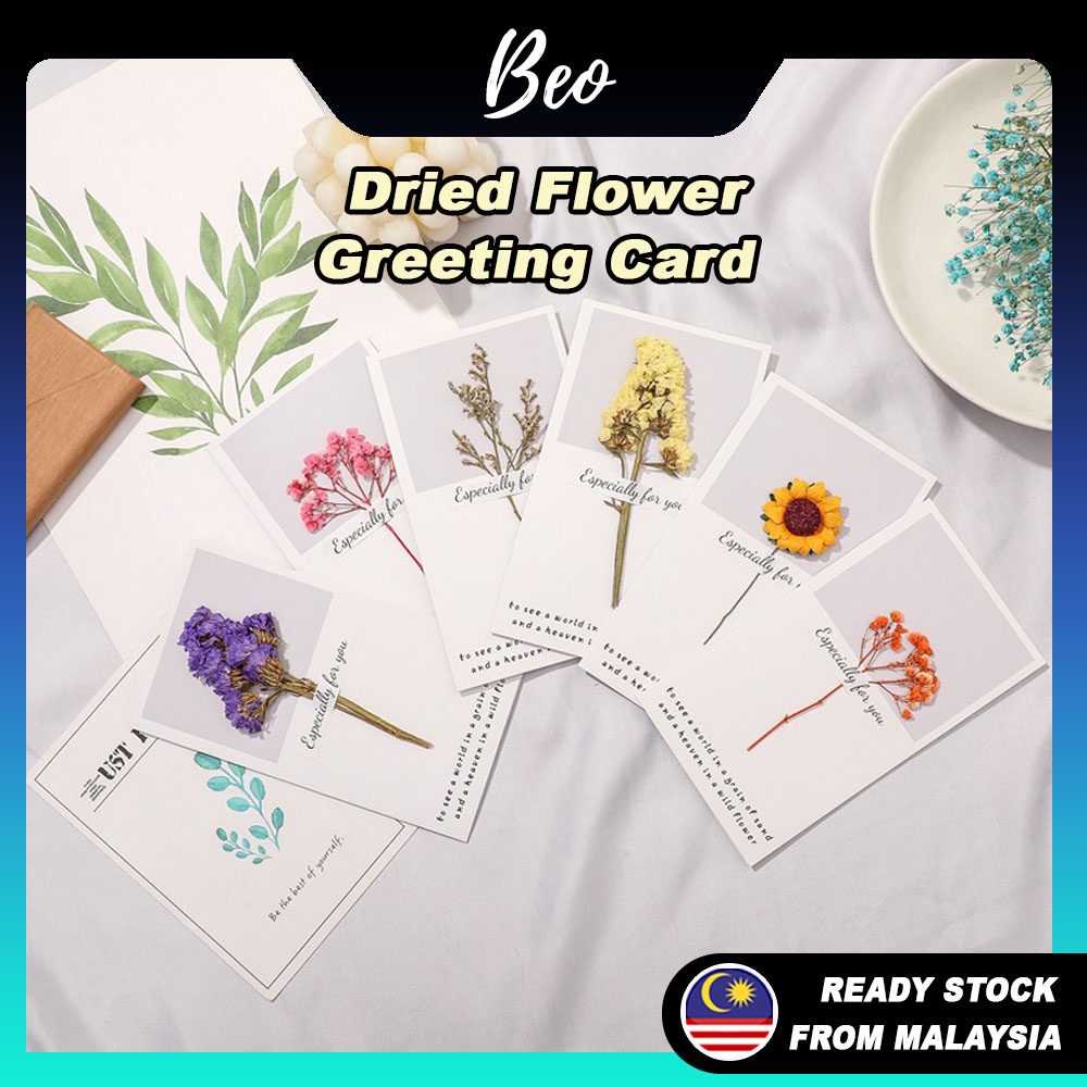 Korean Creative INS Dry Flower Greeting Blessing Invitation Wishes Card Handmade Holiday Birthday DIY craft Postcard