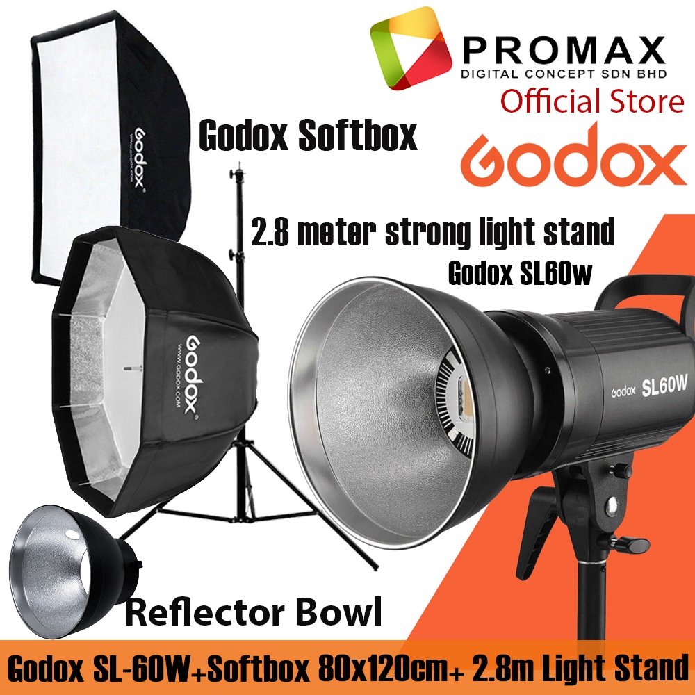 Godox SL60W SL60 SL60w with Octa softbox with 2.8m stand LED Video